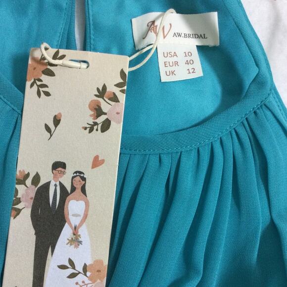 AW BRIDAL 10 L turquoise blue Leda homecoming cocktail party mini dress NEW B153 - Picture 9 of 9